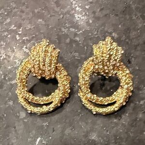 Zara Gold and Rhinestone Hoop Earrings